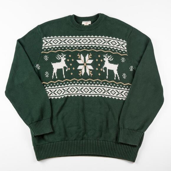 Dockers Vintage Christmas Sweater Jumper Reindeer Nordic Green Men’s XL Holiday - Picture 1 of 6